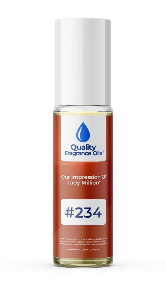 Quality Fragrance Oils' Lady Mil. Impression #234 | Long-Lasting Perfume Oil, Alcohol-Free, Strong Scent, 10ml Roll-On | Affordable Alternative to Designer Fragrances