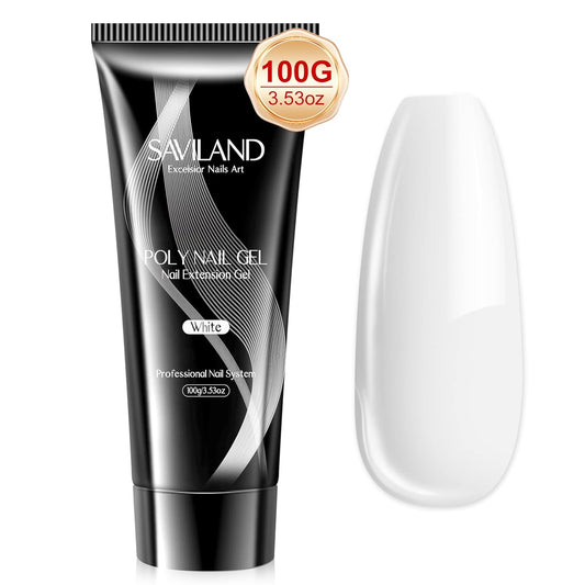 SAVILAND Poly Gel-100 G Milky White Color Poly Nail Gel, Large Capacity Extension Durable Gel for Nail Strengthener, Long-Lasting, Easy to Use for Starter & Professional Manicure DIY Art Home Salon