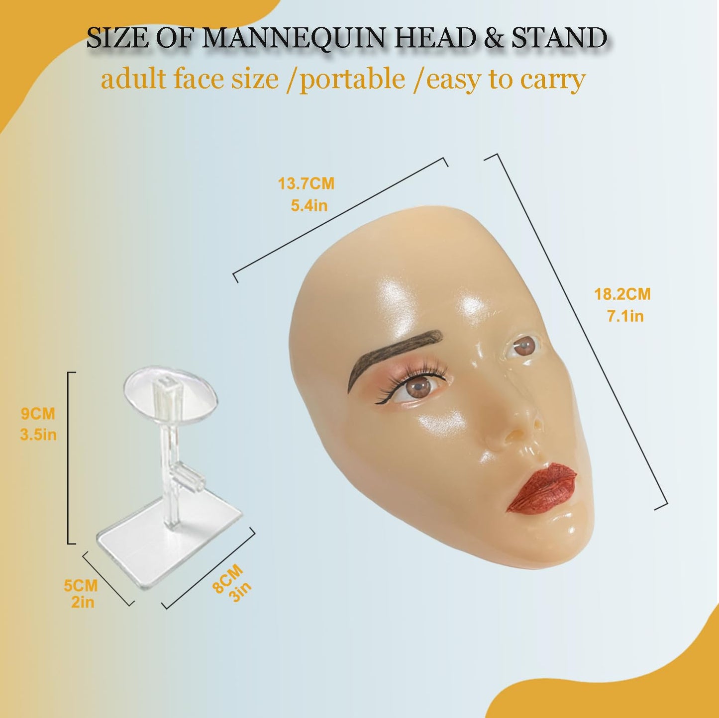 Makeup Practice Face Board, 5D Makeup Mannequin Face with Makeup Practice Kit for Makeup Artist, Beginners Face Makeup Practice, Eyelash Eyeliner Eyebrow Mapping, Come with Makeup Tools & Makeup Bag