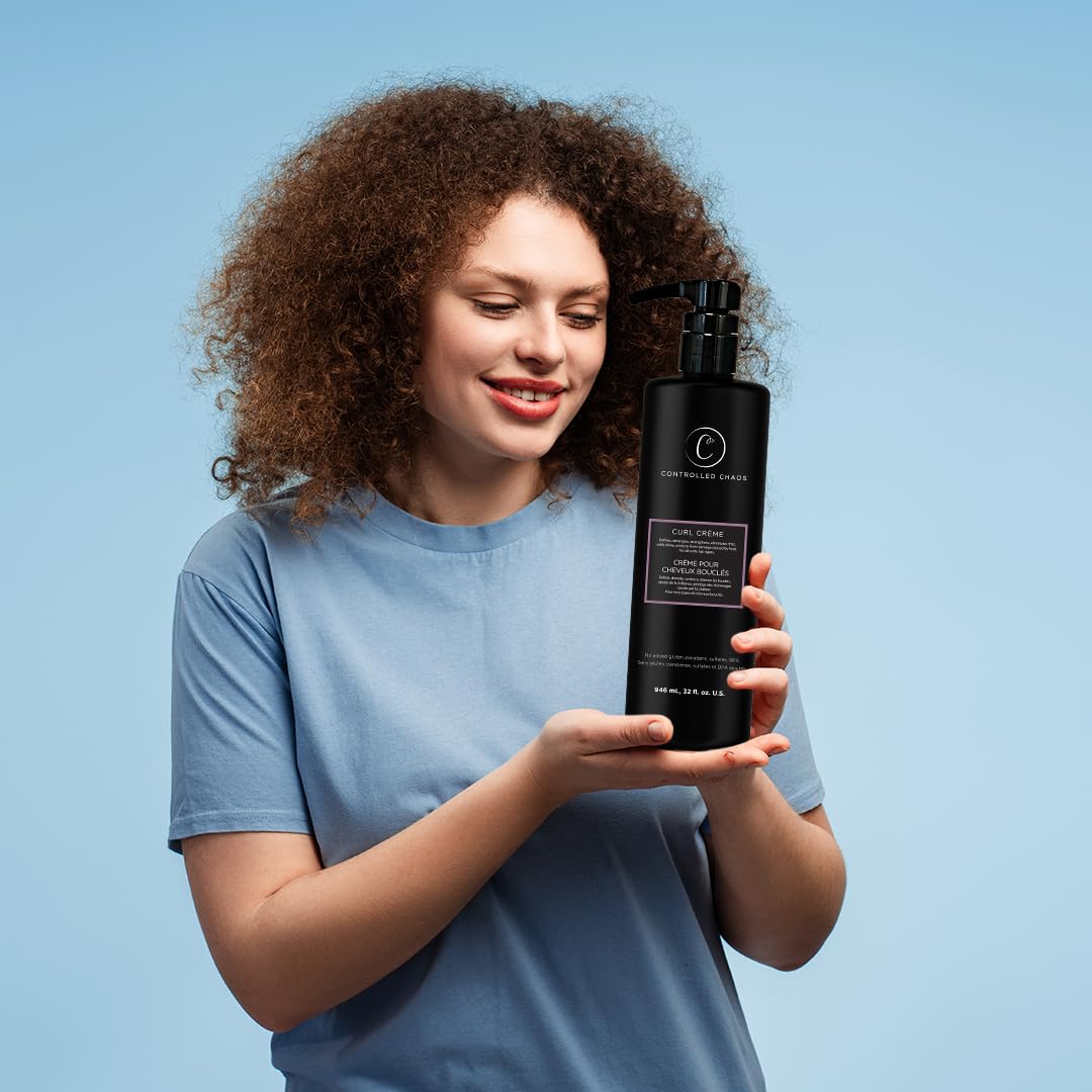 Controlled Chaos Curl Cream for Curly Hair Defining Cream with Shea Butter for Long Lasting Frizz Free Curls – Sulfate & Paraben Free Aloe Vera Curling Cream for Wavy Hair, Made in USA(32Oz)