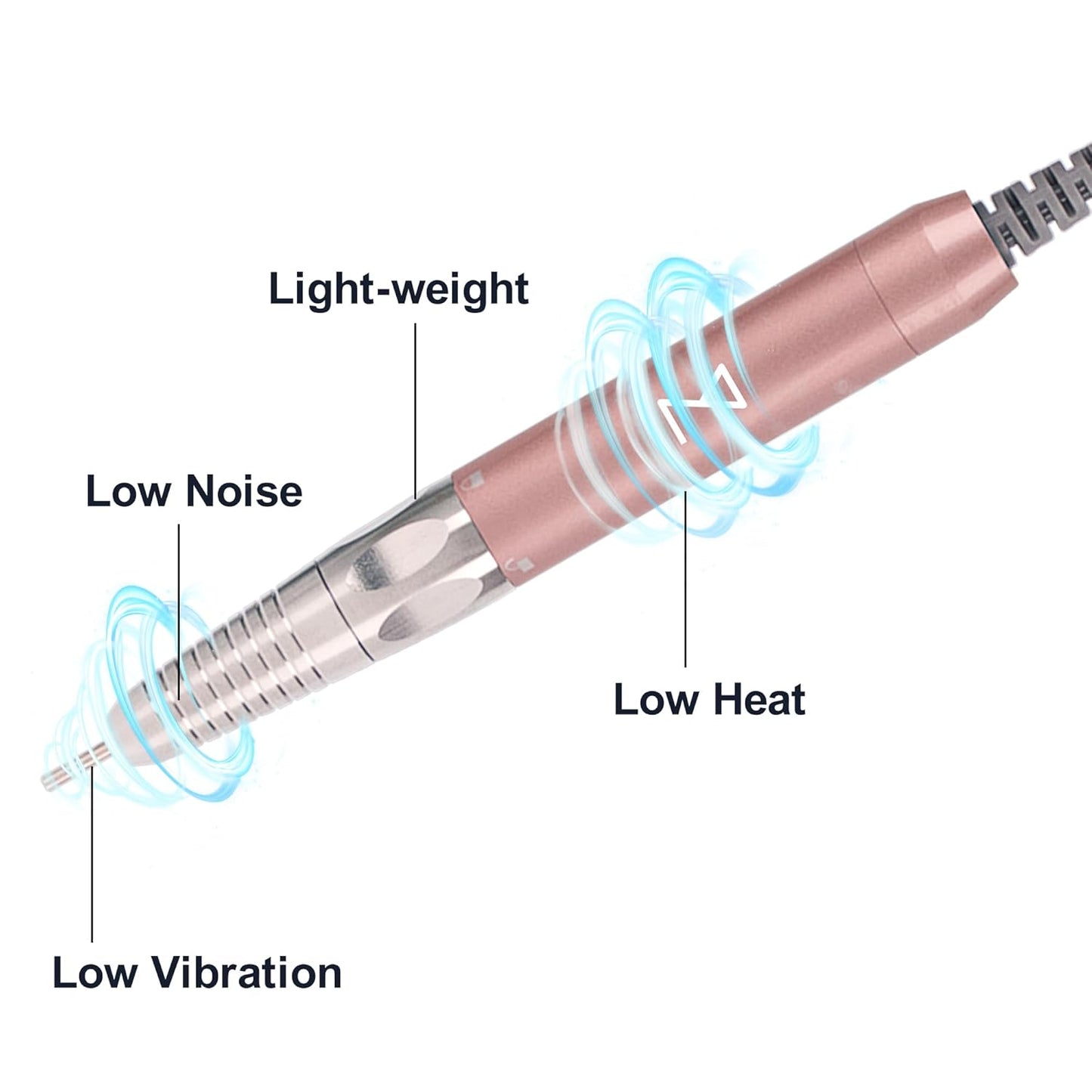 M - Max Brushless Motor Nail Drill Handpiece Only - 35K RPM | Machine Not Included | Compatible with M Brushless Nail Drill System (Handpiece - Rose Gold)