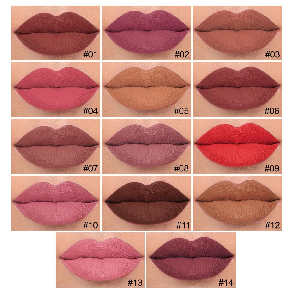 evpct Longwear Liquid Lip Liner Stain Marker Pen Long Lasting Waterproof, Nude Brown Mocha Matte Semi Permanent 24 Hour Lip Liner and Lipstick Combo, Color Stay Lipliner All Day, Lips Stain peel off