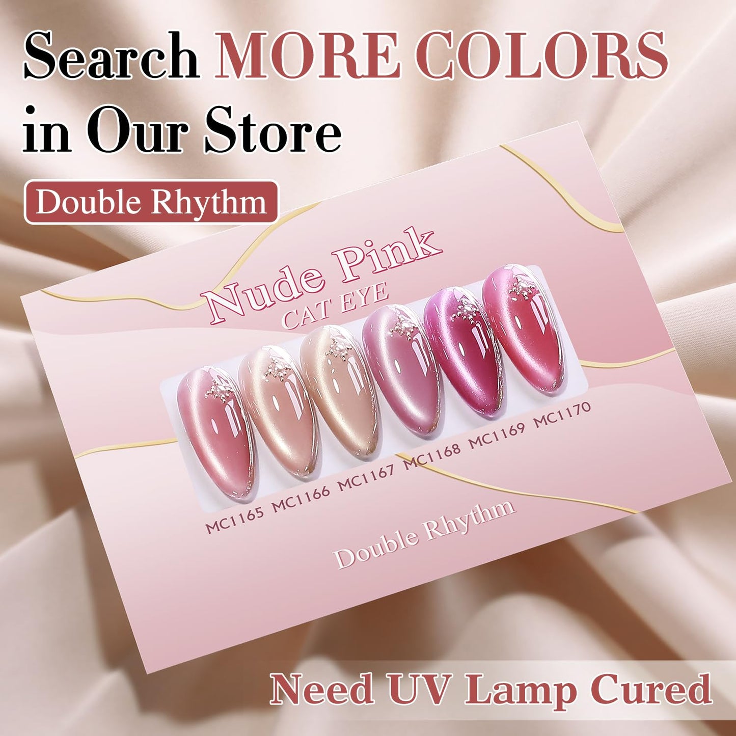 Double Rhythm 0.5 Oz Cat Eye Gel Polish with Magnet Same Color Same Bottle Holographic Glitter Shimmer Translucent Color Salon 15 ML Magnetic Nail Art (Rose Pink-MC1165)