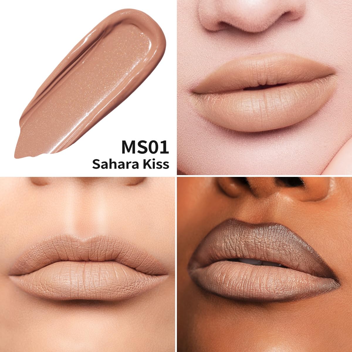 Oulac Matte Liquid Nude Lipstick for Women, Beige Brown High Impact Lip Color, Long Lasting Lipsticks, Waterproof, Creamy Formula Lip Stick with Vitamin E, Vegan & Cruelty-Free, 4.5ml (MS01)