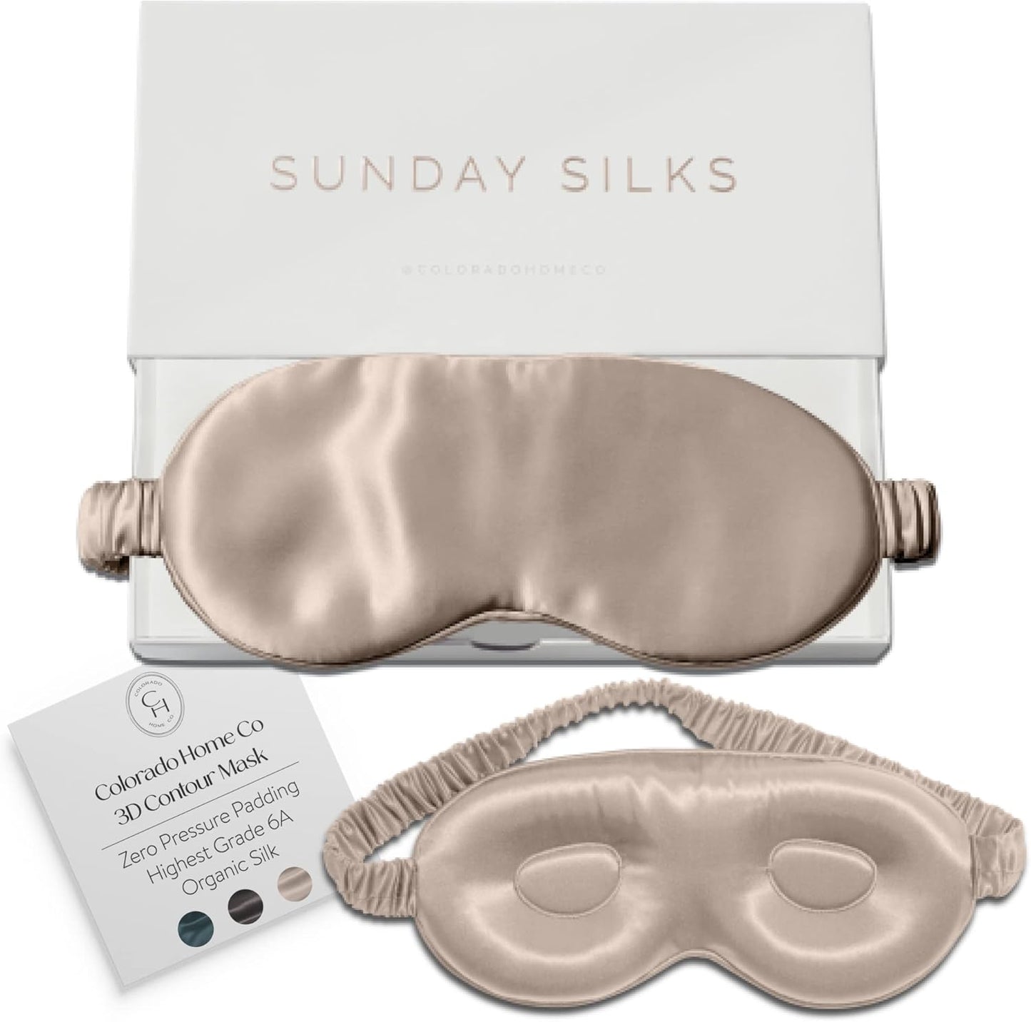 SUNDAYSILKS™ 3D Contoured Silk Sleep Mask | Padded Silk Eye Mask with Eye Cups for Lash Extensions | Blackout, Organic for Women & Men, Perfect for Travel, Slip-Free Deep Sleeping, Antifaz para Dormir