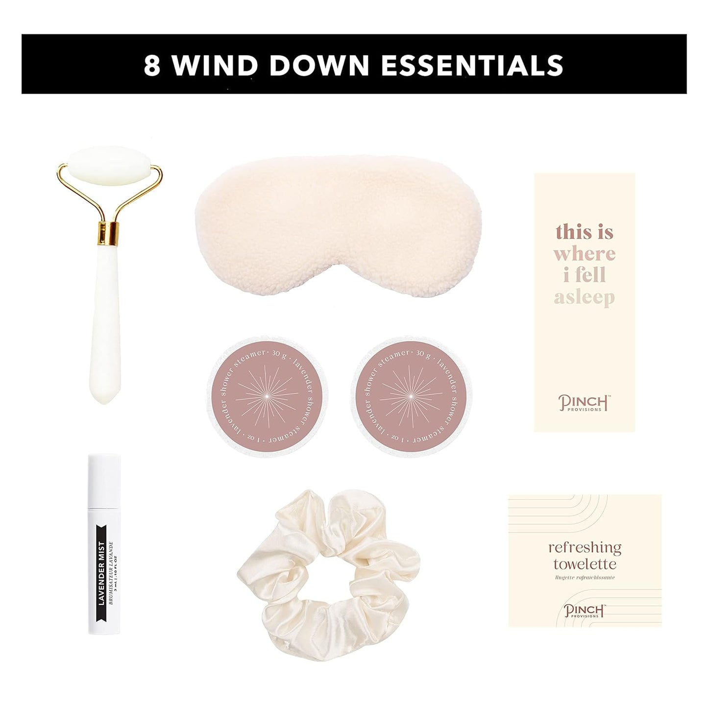 Pinch Provisions Be Kind UnWind Kit, Includes 8 Luxury Self Care and Spa Beauty Essentials, Perfect for Birthday Present, Self-Care Nights, Bachelorette, Christmas or Slumber Party Gift
