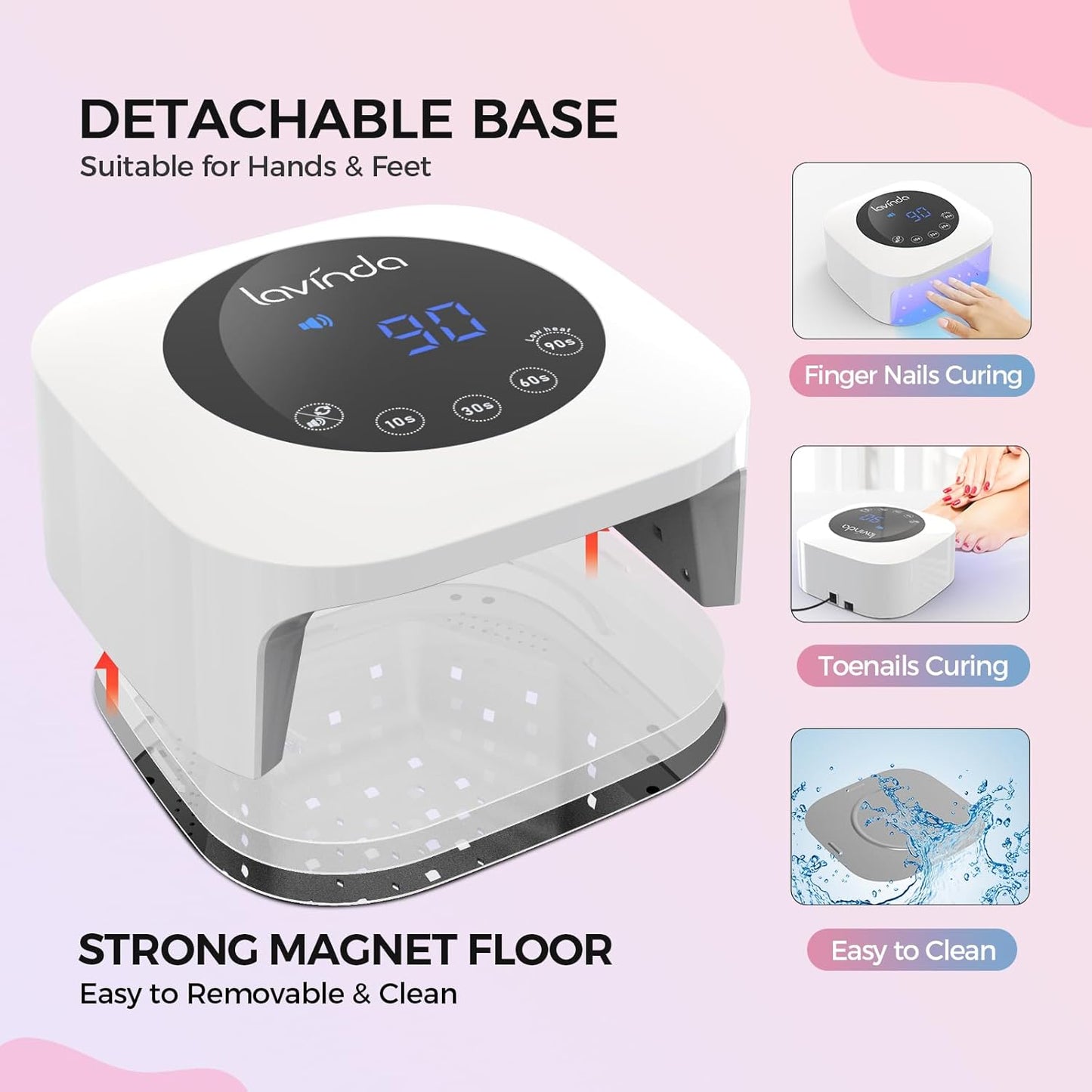 Lavinda UV Light for Nails, 54W LED Nail Lamp for Acrylic Gel Polish Nail with Large LCD Display, Professional UV Nail Light Fast Curing Lamp Nail Dryer with 4 Timers for Women Girl Mom