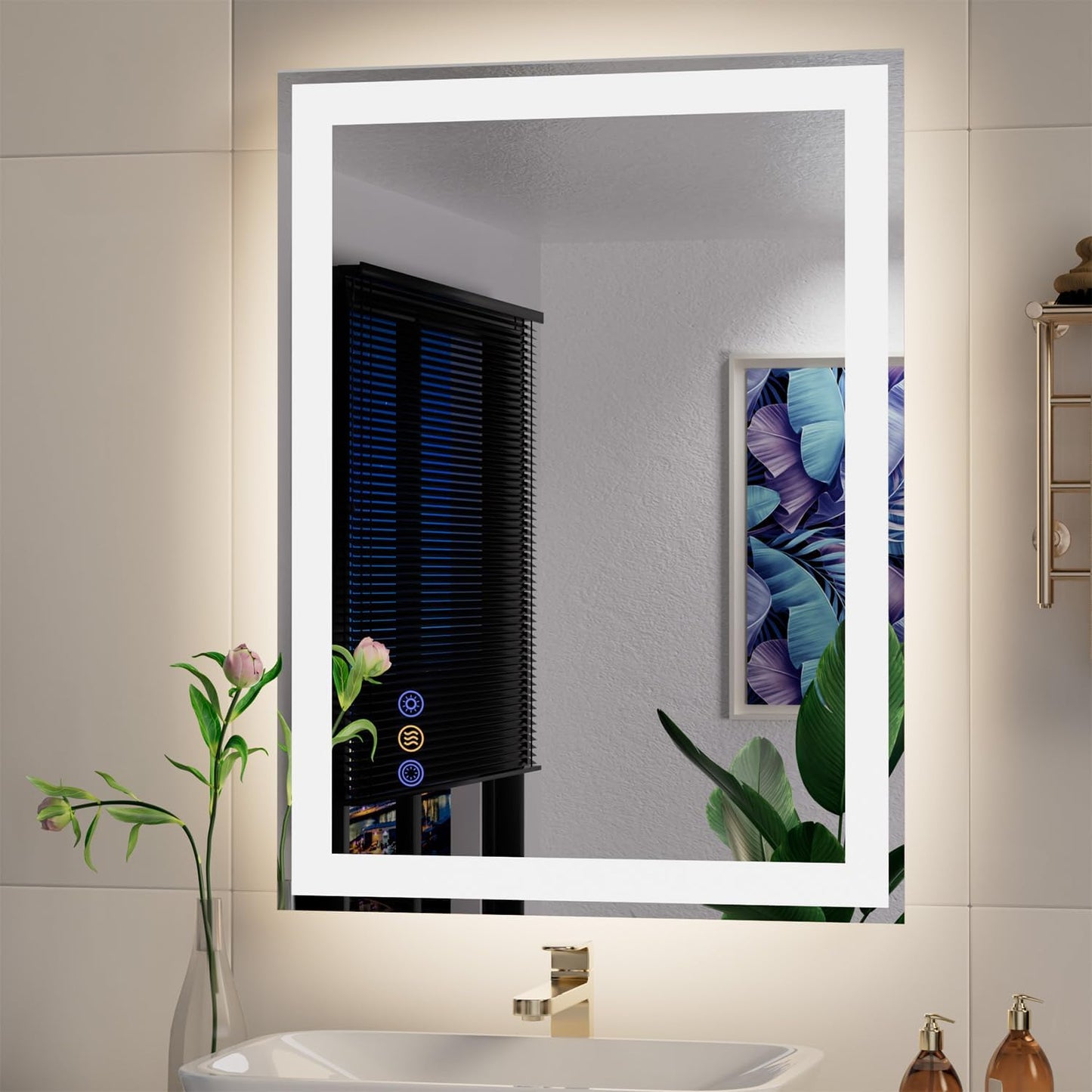 24"x 32" LED Mirror for Bathroom, Front and Backlit Controlled Separately LED Wall Vanity Mirror, LED Vanity Mirror with Lights, Stepless Dimmable, Anti Fog, Tempered Glass, Memory (UL ETL)