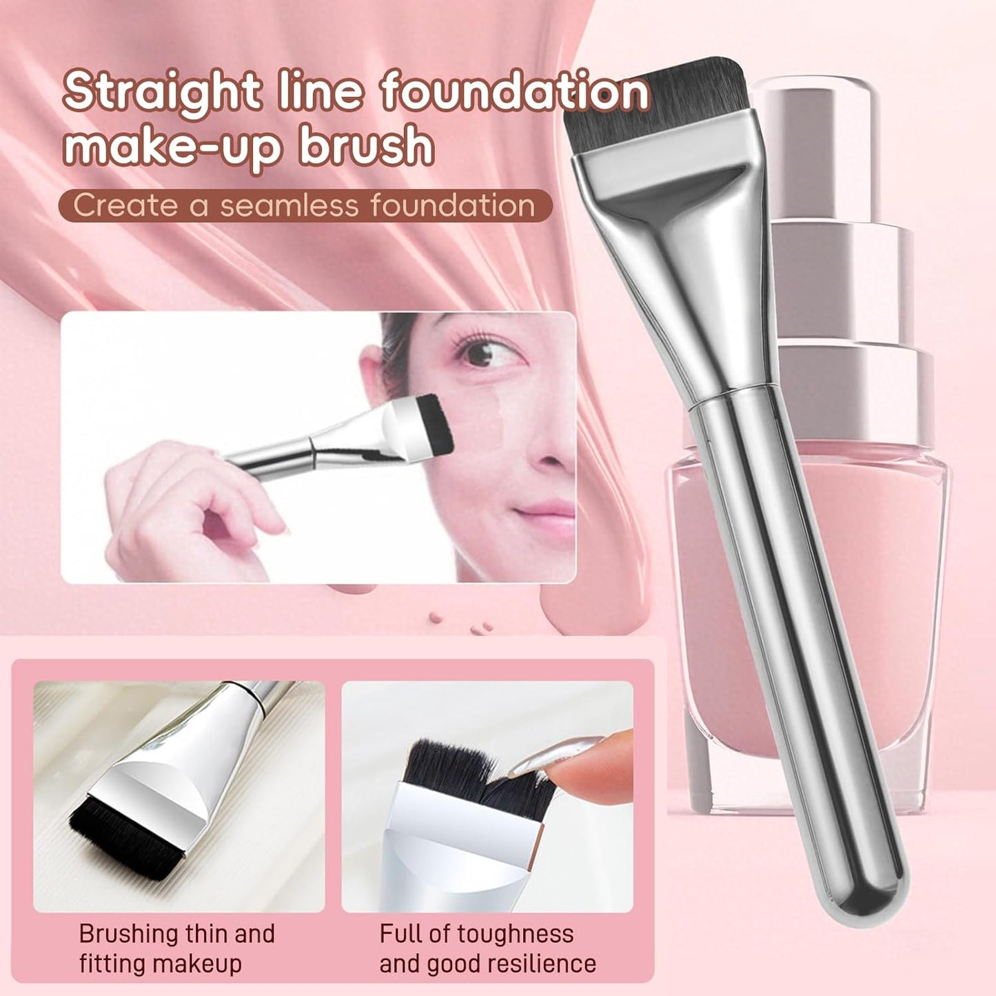 Makeup Mixing Palette with Foundation Brush and Spatula, Stainless Steel Makeup Palette Tray Mixer Nail Art Palette Mixing Tray