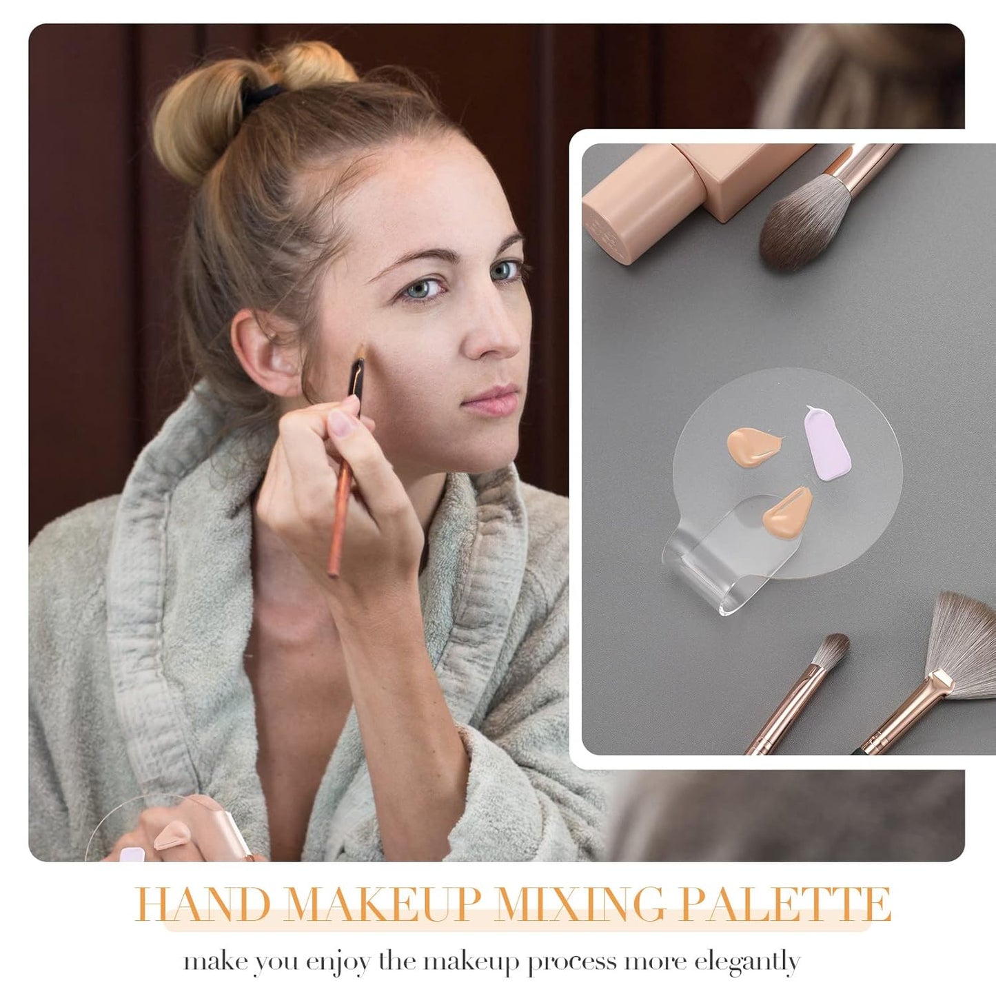 Makeup Mixing Palette 2 Pieces Handheld Makeup Mixing Tray Acrylic Foundation Mixing Tray Clear Foundation Palette Eyeshadow Makeup Hand Palette Cosmetic Foundation Dish for Makeup Blending