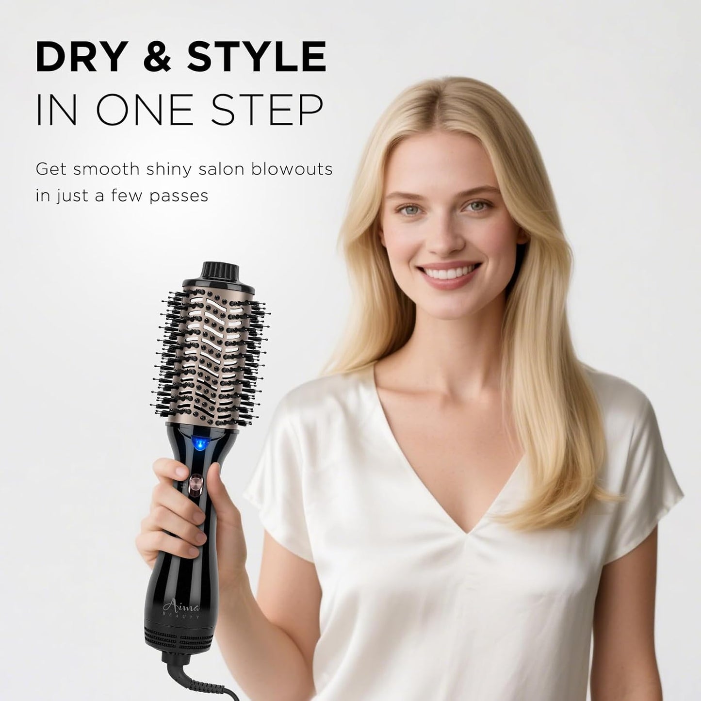 One Step Hair Dryer & Volumizing Hot Air Brush, Blow Dryer, Ceramic Straightener, Curler & Hot Comb 4 in 1 Salon Ionic Brush, Hair Styling Tools, Black