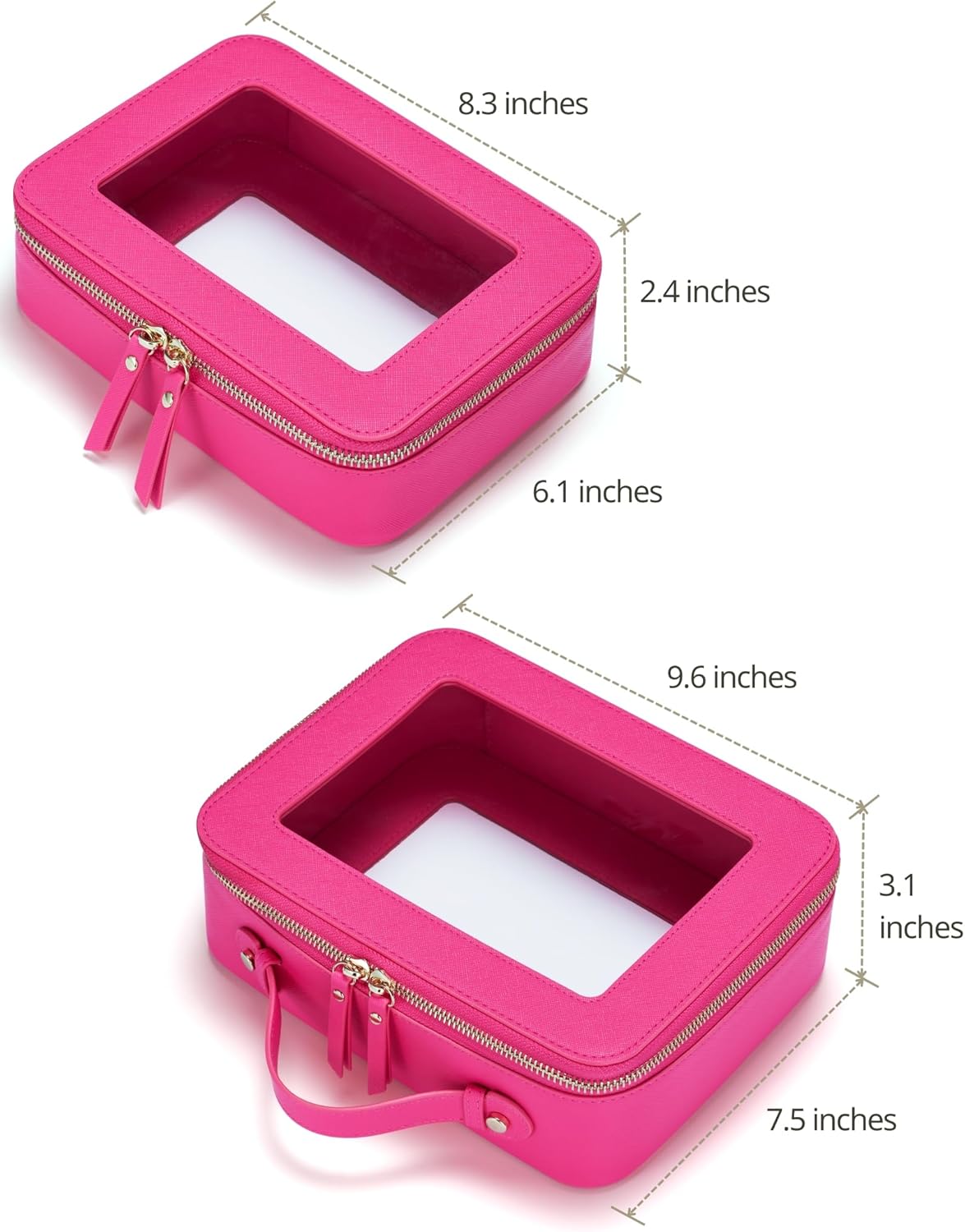 Popvibe Clear Makeup Bag Travel Cosmetic Case Transparent Toiletry Bag with Zipper, Portable Make Up Organizer Traveling Compact Car Bag for Essentials