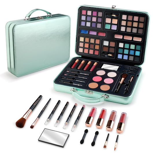 Color Nymph All in One Girls Makeup Sets for Any Ages, Teen Makeup Kits for Beginner with Green Case, Eyeshadow Palettes Blush Lipgloss Eyeliner, Cosmetics Gift Set for Birthday