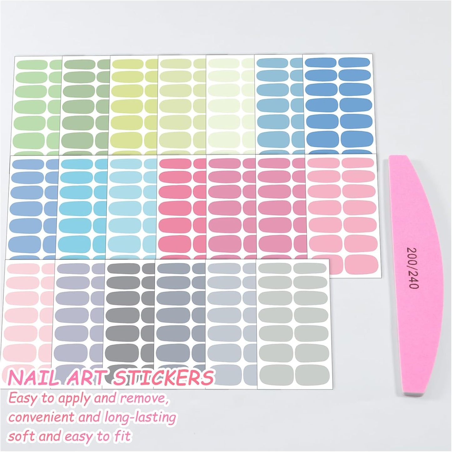 SILPECWEE Nail Polish Strips (20 Sheets, Light Color), Spring Nail Polish Stickers Full Nail Wraps Self Adhesive Nail Stickers Gel Strips Fingernail Sticker Nails for Women with File