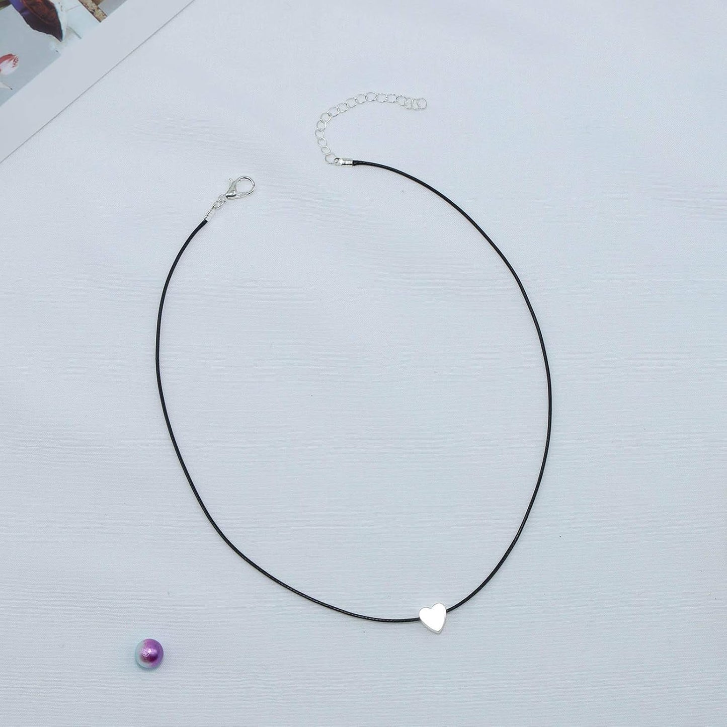 Fashion Silver Tiny Love Choker Necklace Chain Dainty Leather Collar Short Necklace Punk Charm Jewelry for Women and Girls