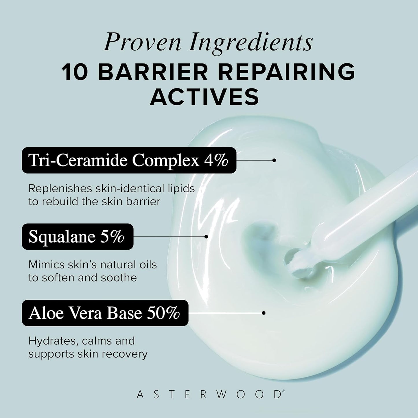 Asterwood Triple Ceramide Barrier Repair Serum - Hydrating, Calming, & Barrier-Restoring Skin Facial Serum - with Ceramide Complex, Squalane, Hyaluronic Acid - Fragrance-Free, Cruelty-Free - 1 Fl Oz