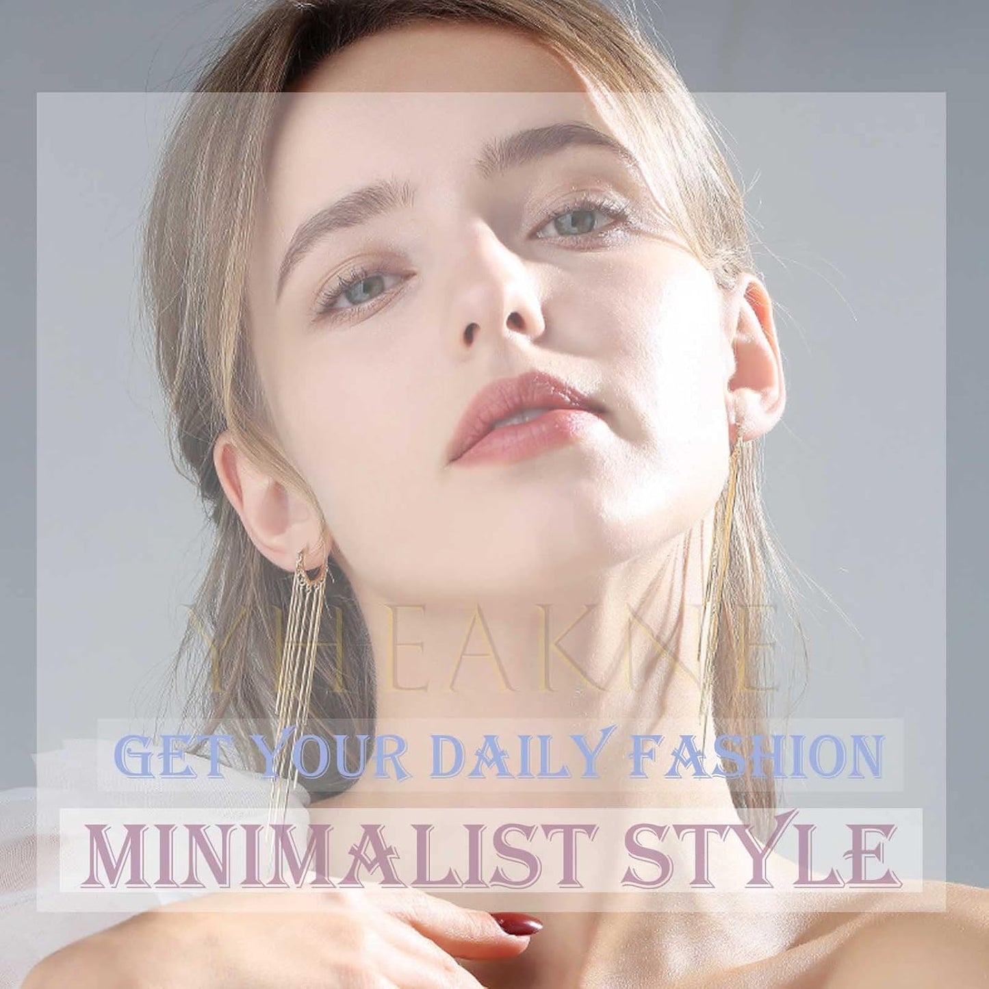 Boho Star Cartilage Chain Earrings Gold Long Chain Dangle Earrings Minimal Ear Cuff Chain Earrings Helix Lobe Chain Earrings Jewelry for Women and Girls