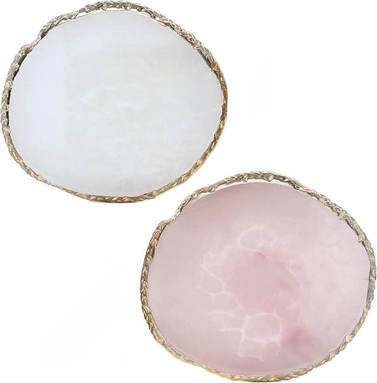 2Pack Resin Nail Art Palette,Nail Art Color Mixing Palette,Nail Art Painting Gel Palette Manicure Tool, Cosmetic Artist Mixing Palette(Pink & White)