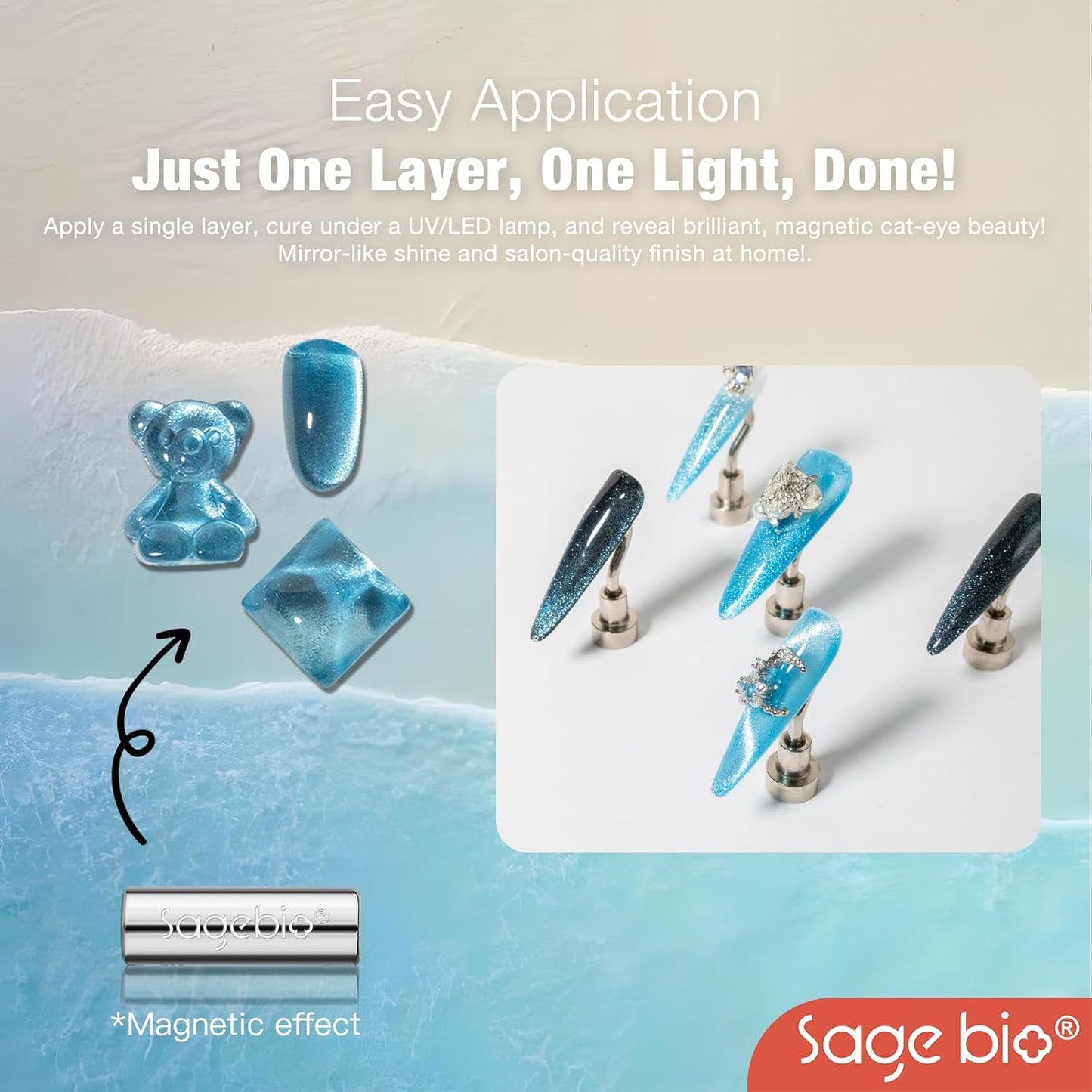 Multifunctional Cat Eye Gel Nail Polish, No Base or Top Coat Required, 15ml, Lasts Up to 4 Weeks, UV/LED Cured, Easy Application, R119