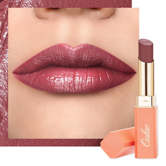 Oulac Plum Lipsticks for Women, Burgundy Matte Lipstick, Full Coverage Lip Color, Satin Matte Finish, Cream Texture, Hydrating, Infused with Hyaluronic Acid, Vegan & Clean Beauty 4g SG08 Bianca