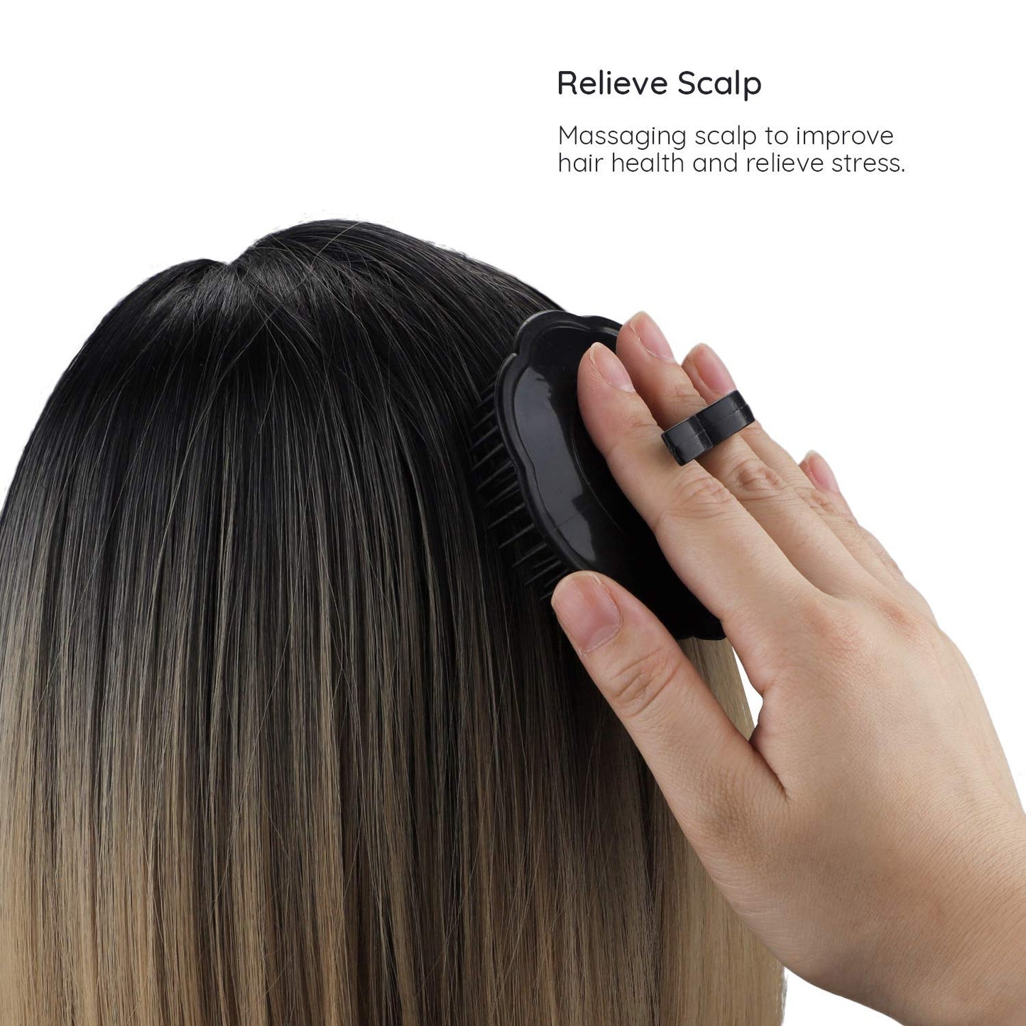 Segbeauty 2pcs Scalp Massage Shampoo Brush, Massage Hair Brush Floriated Shower Comb for Deep Cleaning Hair Men’s Hand Brush Growth Beard Brush Pet Grooming Brushes (Black)