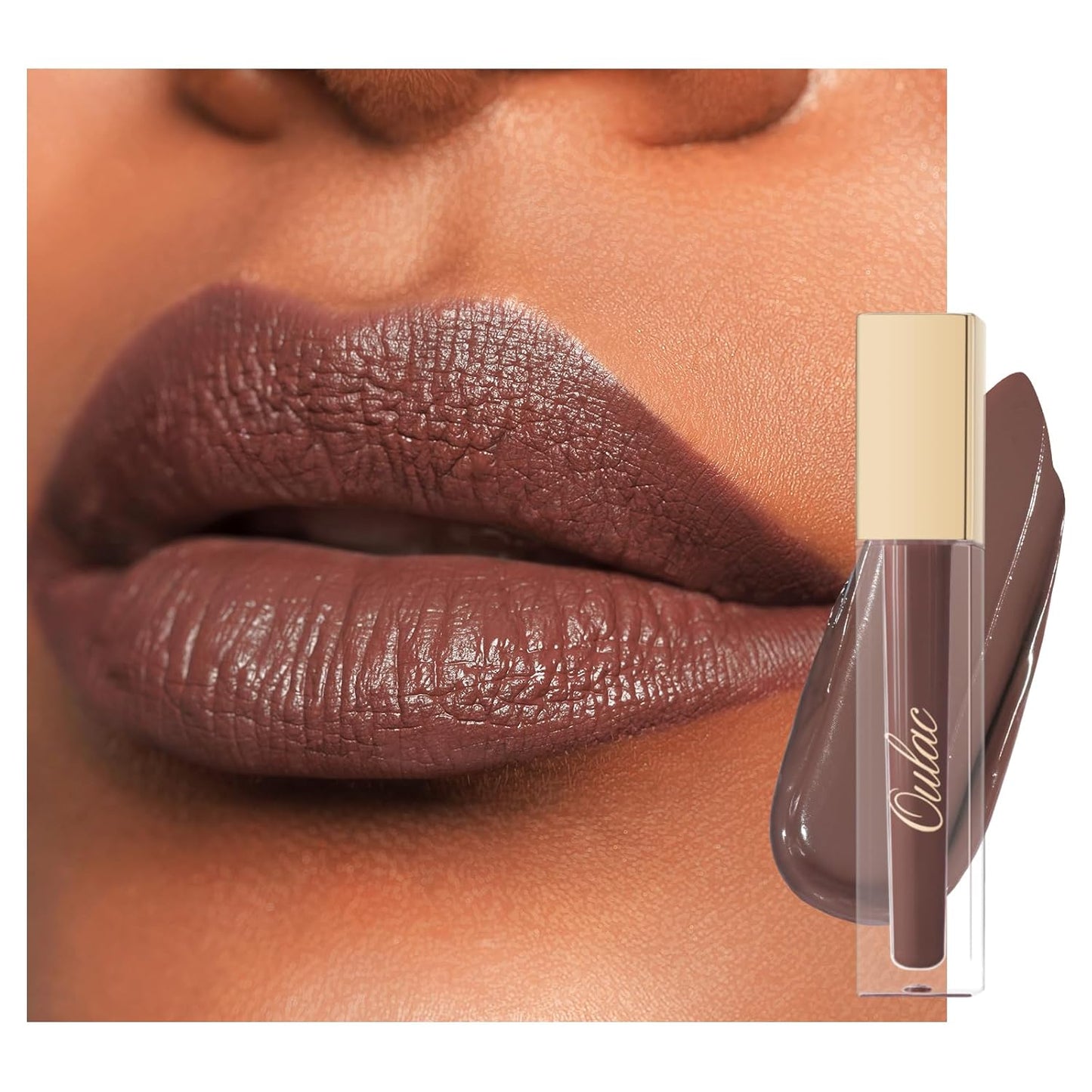 Oulac Matte Liquid Brown Lipstick for Women, Long Lasting Lipstick Waterproof Lip Stain, No Transfer, Creamy High Pigmented Formula with Rose Oil, Vegan & Cruelty-Free M27