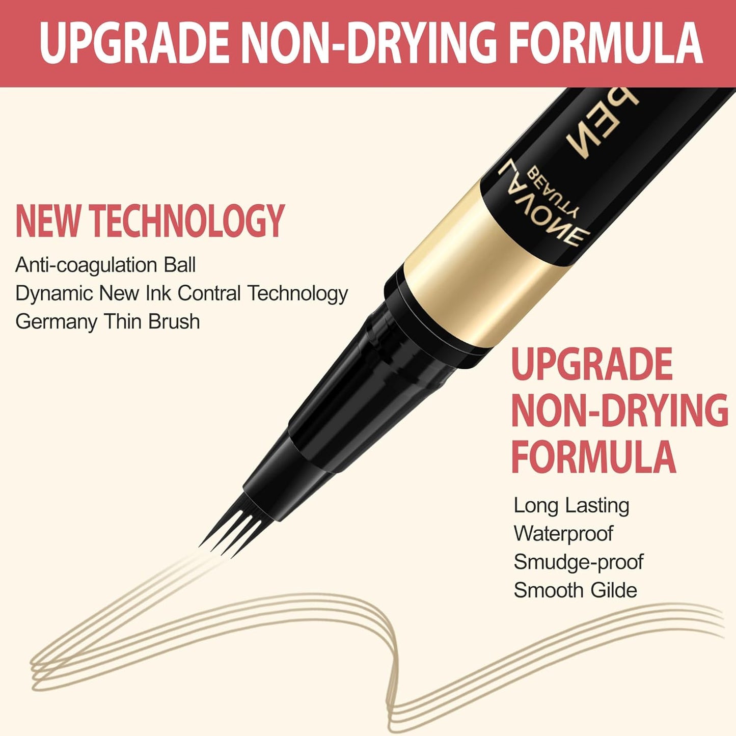 LAVONE Eyebrow Pen, 2-in-1 Eyebrow Pencils for Women with 4 Tip Microblading Eyebrow Pencil and Curved Precise Brow Pencil, Waterproof Eyebrow Pencil Create Full, Natural Hair-Like Brows, Blonde