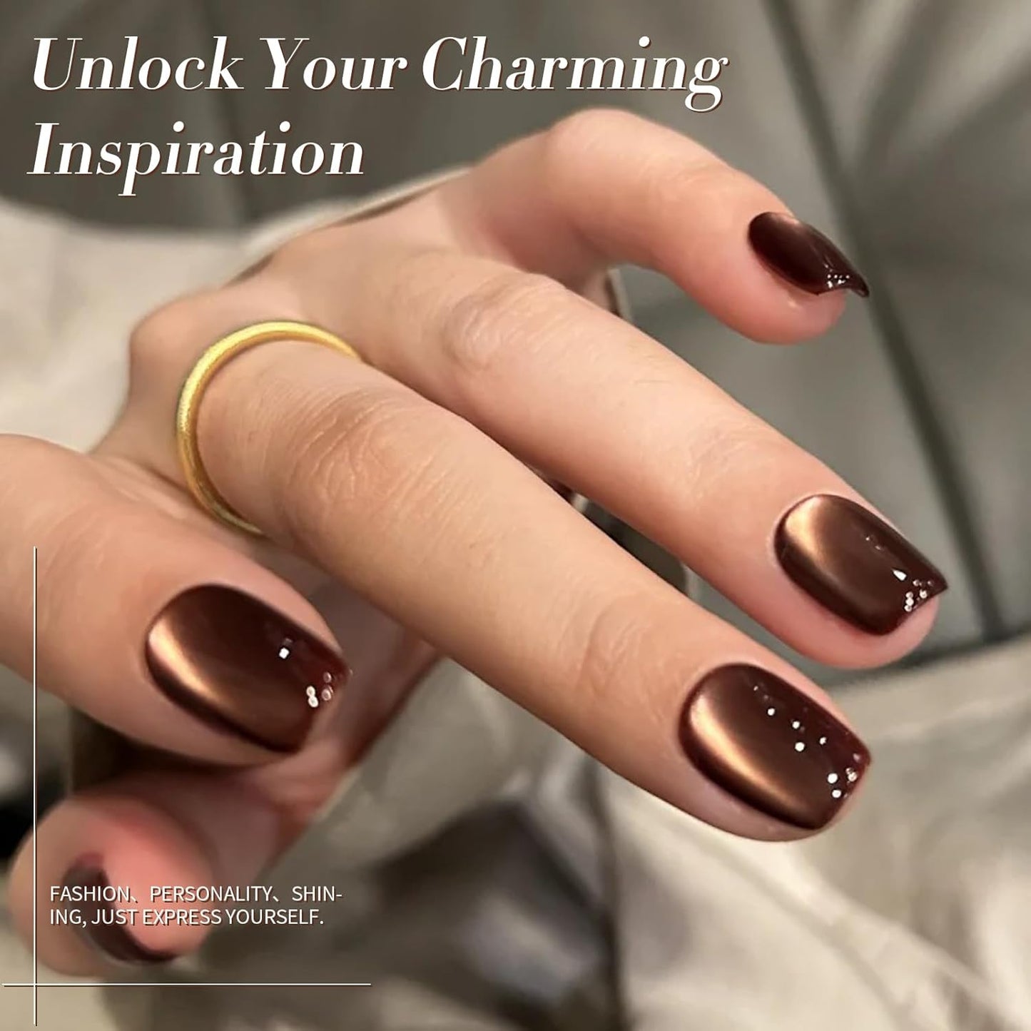 BORN PRETTY Cat Magnetic Eye Gel Nail Polish,Brown Jelly Glass Magnetic Gel Polish Glitter Soak Off Nail Art Salon Manicure Home Gift 15ml