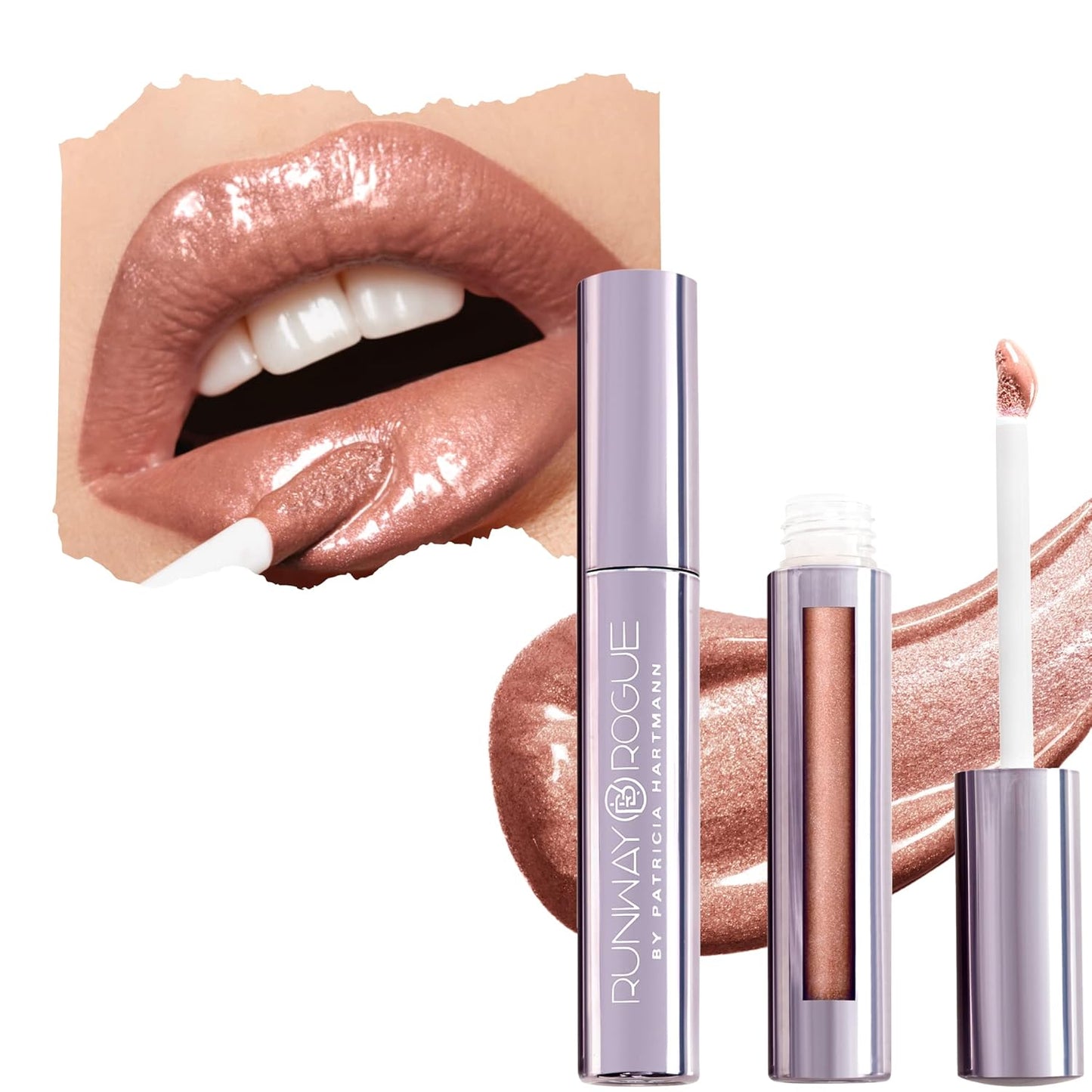 Runway Rogue LuxGloss Lip Gloss, High-Pigment Shimmery Suede Mocha-Nude Lip Gloss, ‘Ready to Wear’