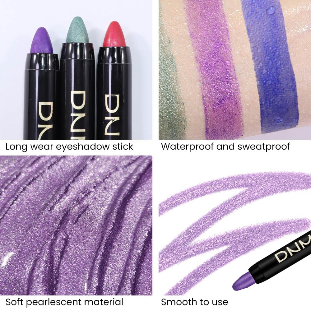 evpct 2Pcs Cream Eyeshadow Sticks Set for Eyes Waterproof, Blue Shimmer & Purple Shimmer Matte Eye shadow Stick Pencil Pen Bulk sombras en crema para ojos 32+33
