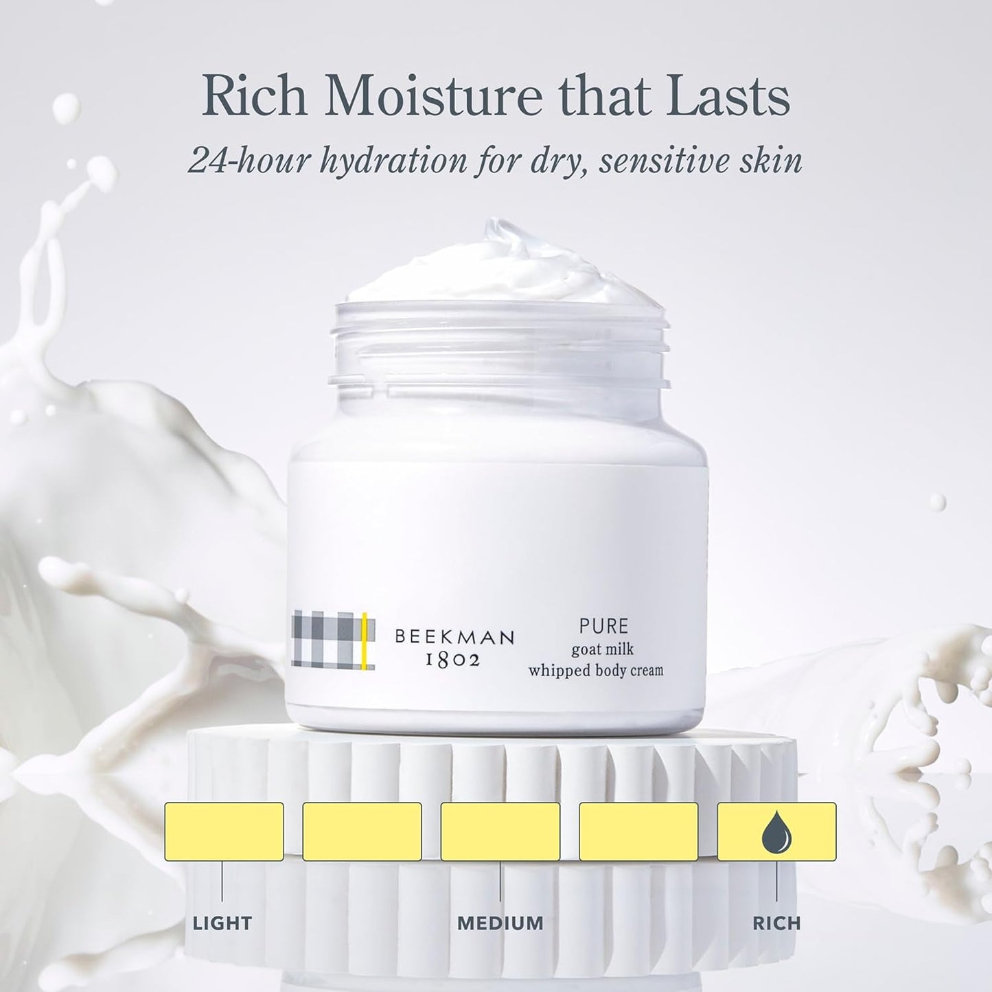 Beekman 1802 Whipped Body Butter Cream with Goat Milk - Deeply Moisturizes, Softens Skin - Natural & Gentle for All Skin Types - Non-Greasy, Cruelty-Free, 8 oz