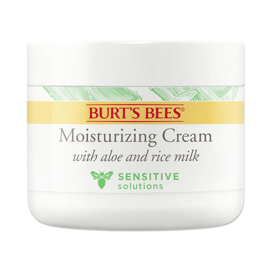 Burt's Bees Back To School Dorm Essentials, Sensitive Moisturizing Cream, With Aloe Vera and Rice Milk, Face Moisturizer for Sensitive Skin, 98.8 Percent Natural Origin Skin Care, 3 oz. Package