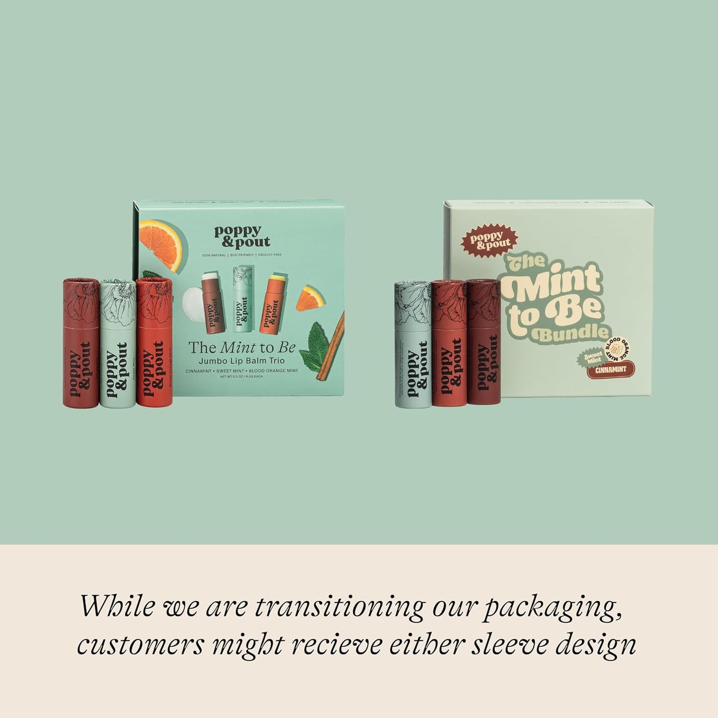 Jumbo Lip Balm Gift Set (3-Pack, Minty Flavors) | Poppy & Pout All Natural Lip Balms & Moisturizers | Hydrates with Beeswax, Vitamin E, Organic Coconut Oil | Cruelty-Free | Recyclable Cardboard Tube