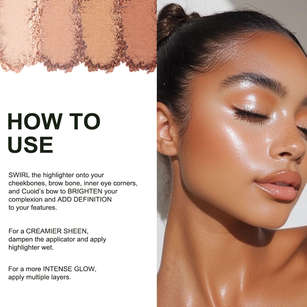 Baked Highlighter Contour Powder Sheer Pearl Shimmer Shades for Face Highlighter Makeup Brighten Up (301-Moonlit)