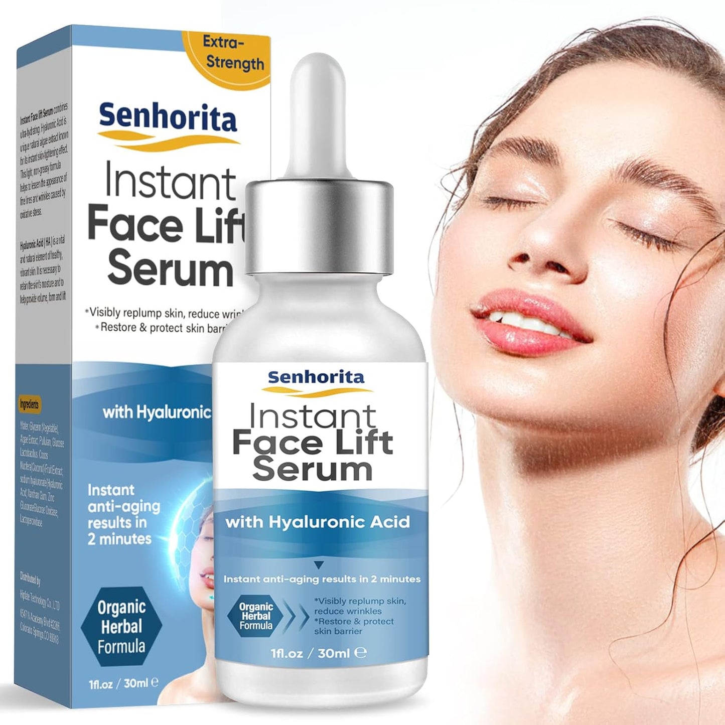 Instant Face Lift Serum, Temporary Skin Lifting & Tightening Serum, Effective Smooth Fine Lines, Wrinkles & Visibly Hide Loose Sagging Skin