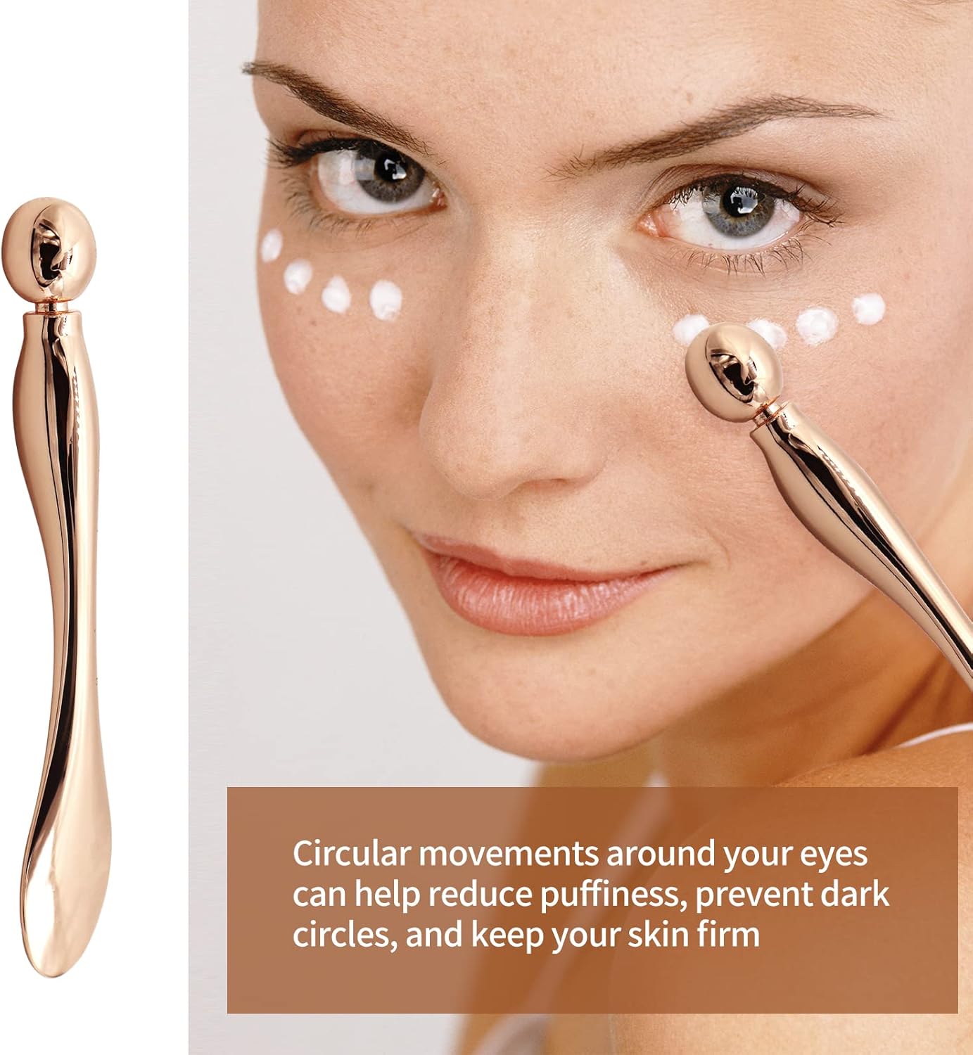 2PCS Metal Eye Cream Applicator Wand Stick, Massager Skin Care Tools, Face Roller Massager Tool,Eye Massage Wand Stick Girls Women Facial Massager for Reducing Puffiness Wrinkle