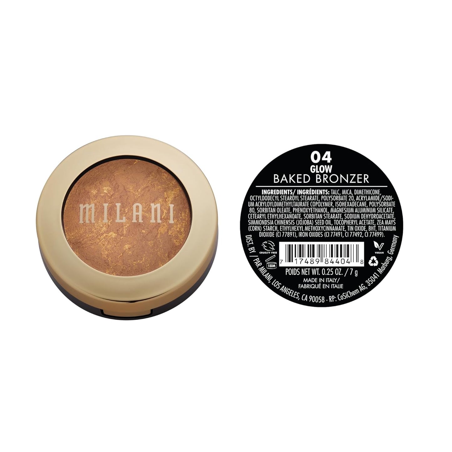Milani Bronzer Powder - Baked Bronzer Made in Italy, Bronzing Shimmer Highlighter Makeup for Contour -Glow