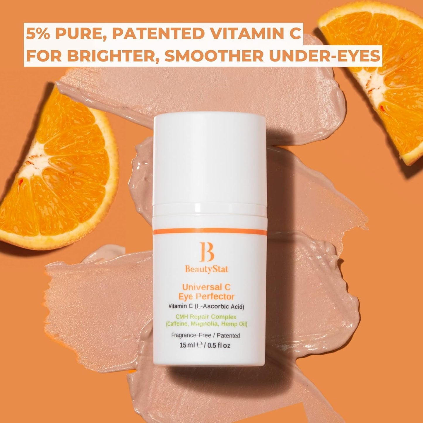 BeautyStat Universal C Eye Perfector Cream - Hydrate, Firm & Lift with Vitamin C, Hyaluronic Acid & Green Tea Extract, Fragrance-Free for Dark Circles & Puffiness Reduction, Safe for Sensitive Skin