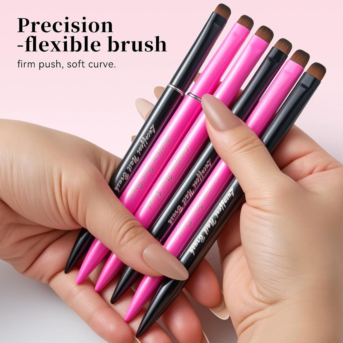 Nail Brush for French Tip, Nail Cleaning Brush for Gel & Acrylic - Professional Kolinsky Sable French Manicure Brush, Thin Nail Art Brush for Precise Clean Up & Polygel Application (Black, F14)