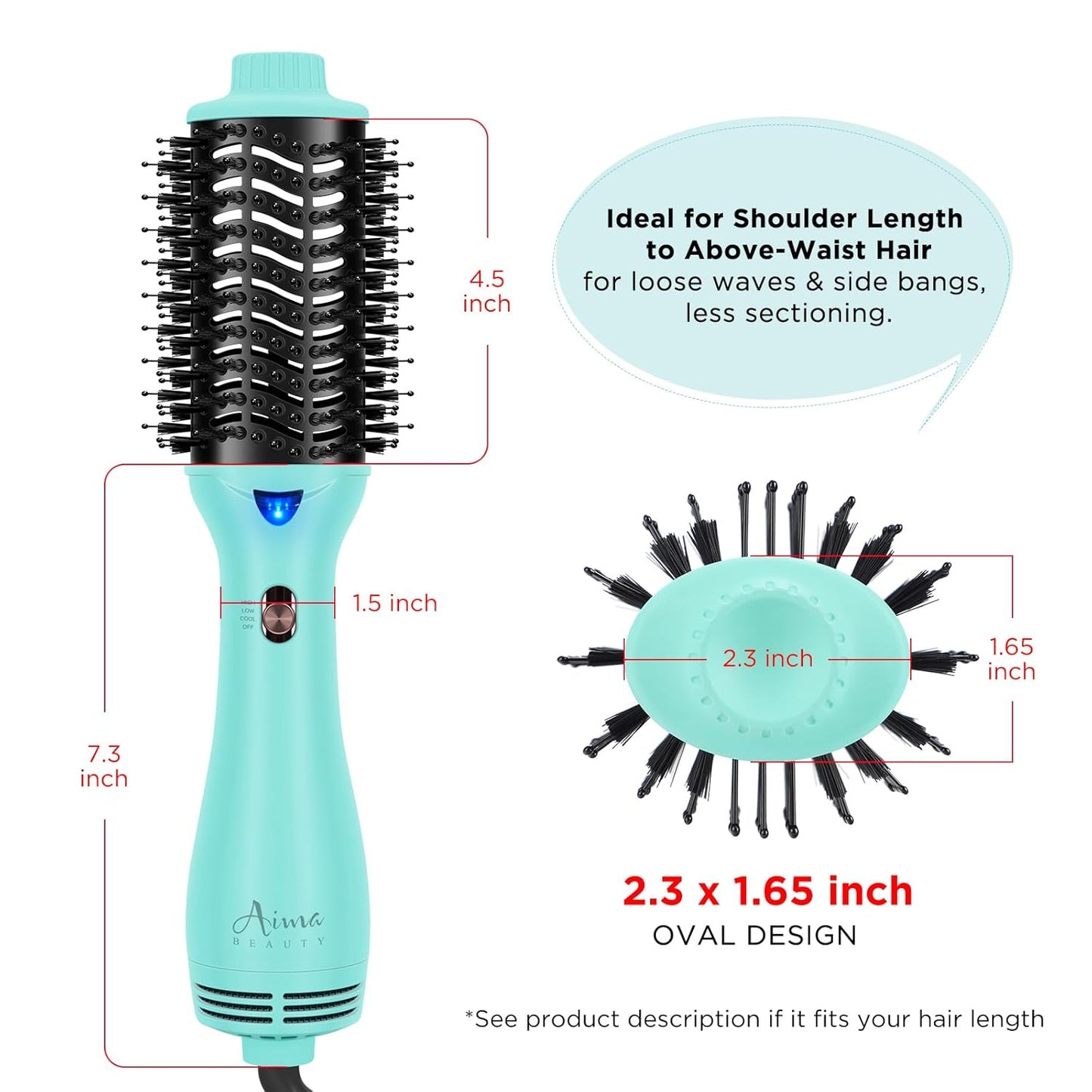 Hot Air Brush, Aima Beauty Professional One Step Hair Dryer & Volumizer 4 in 1 Upgrade Anti-Scald Negative Ionic Technology for All Hair Types, Light Green