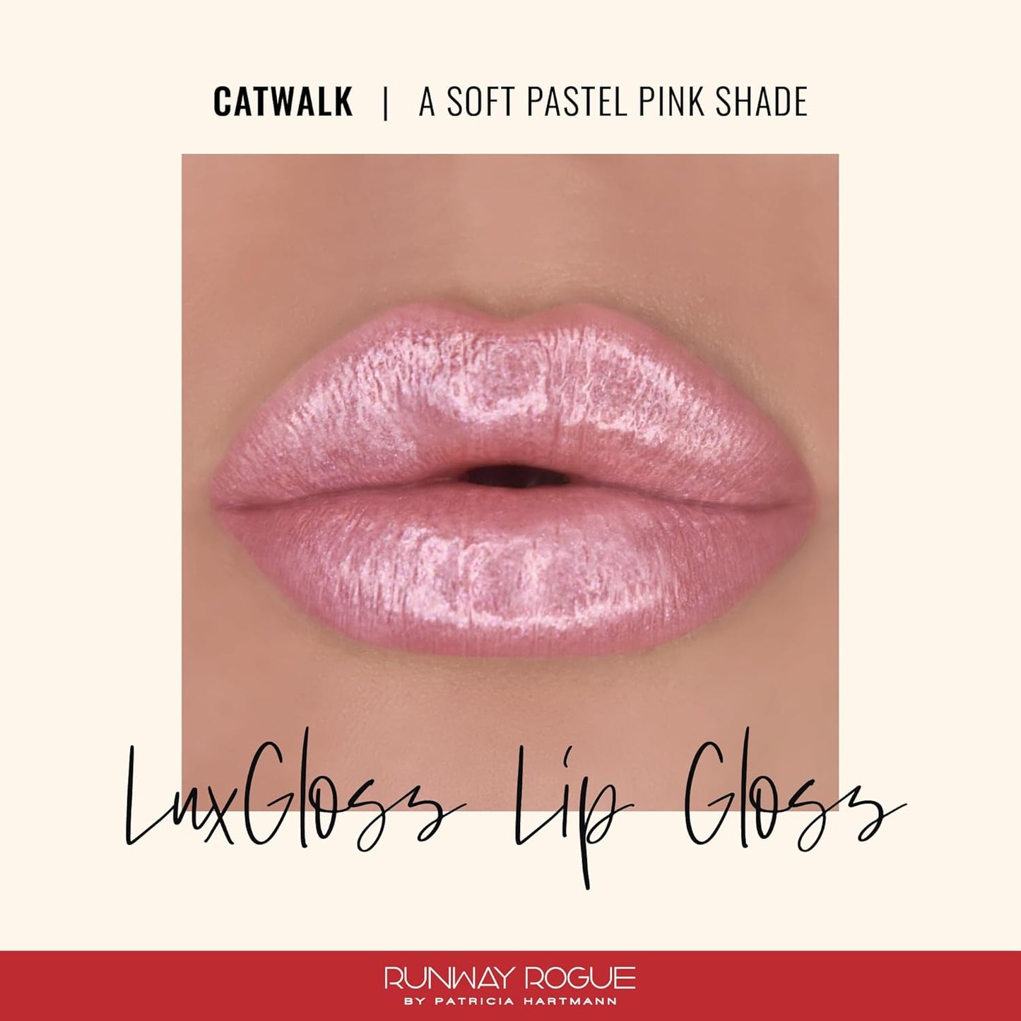 Runway Rogue LuxGloss Lip Gloss, High-Pigment Shimmery Soft Pastel-Pink Lip Gloss, ‘Catwalk’
