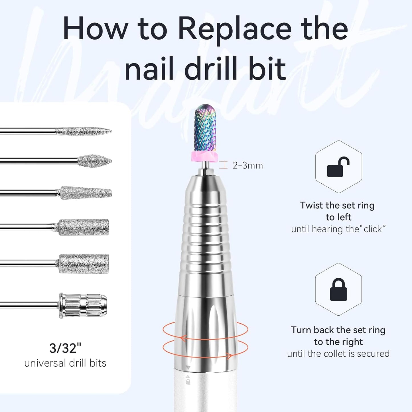 Makartt Nail Drill Handpiece for Nouvella, 35000RPM Rechargeable Electric File Machine Replacement for Manicure Art Tool