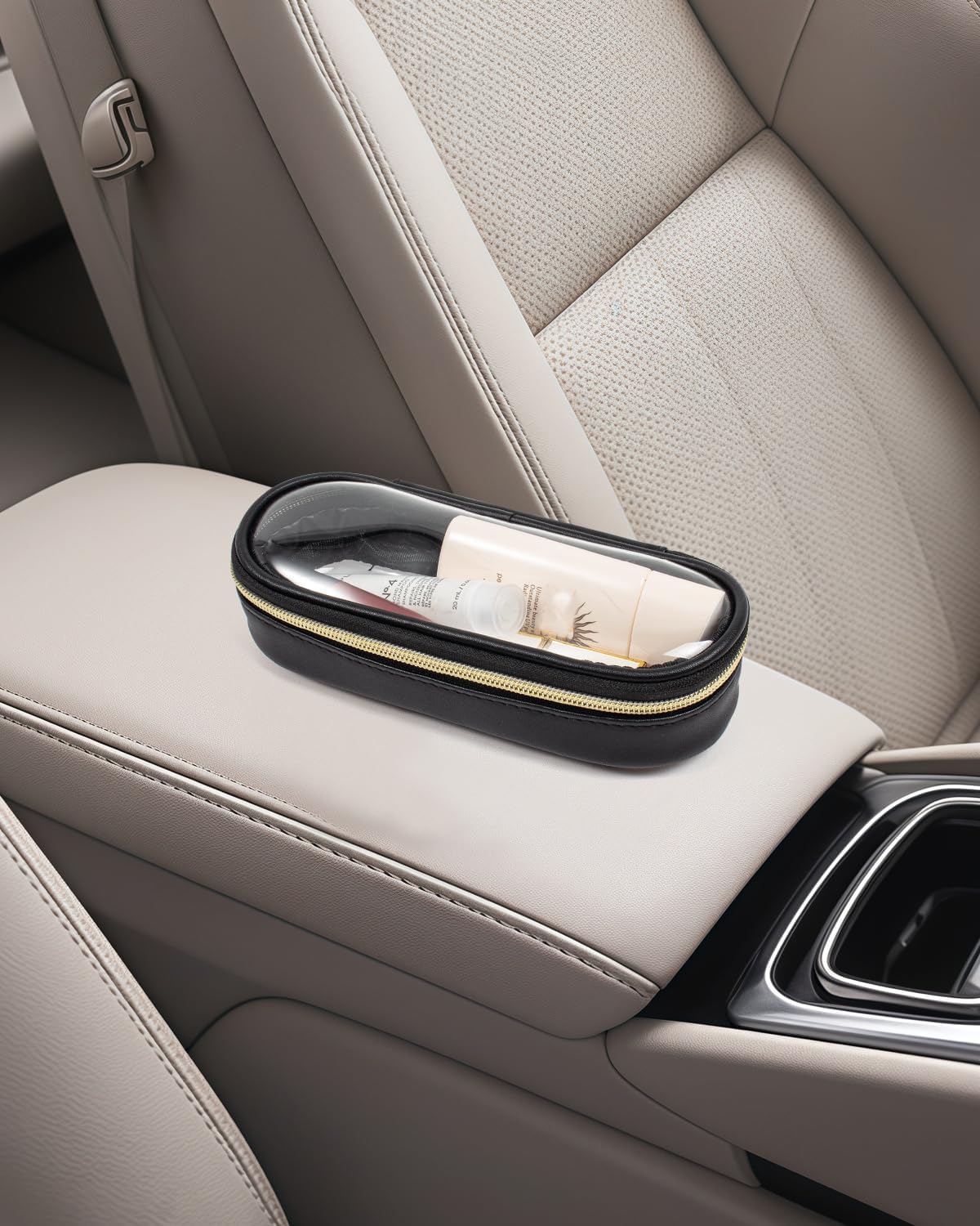 Clear Makeup Bag Small, TSA Approved Portable Toiletry Bag with Zipper Cosmetic Travel Bag Makeup Organizer Case Mini Makeup Pouch for Purse Car Organizer Bag for Women Men