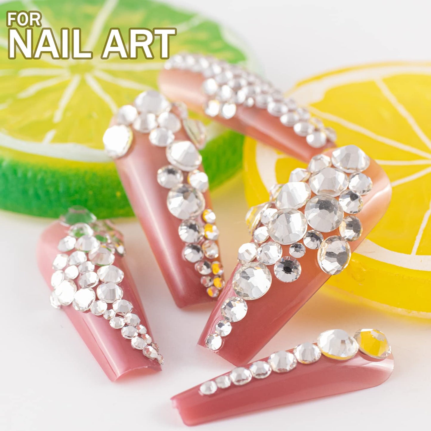 Two Packs of Flatback Rhinestones 4000 Pcs Nail Art Rhinestones Flatback Transparent White Clear Rhinestone with Picker Pencil and Tweezer for Nail Art and Decoration