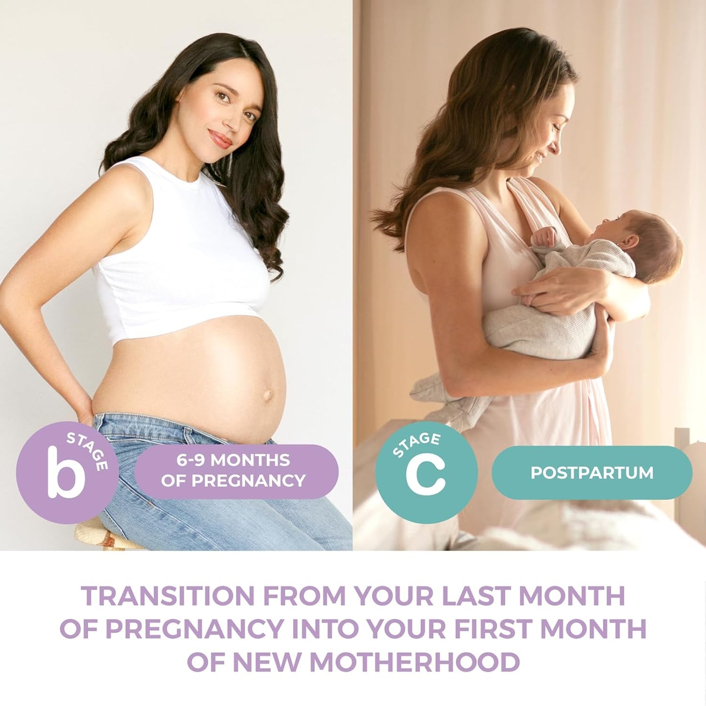 Leska Maternity Stages B & C Set | HYDRATE Belly Cream & RESTORE All-Over Toning Gel | Pregnant Moms Months 6-9 and Postpartum | Part of Complete 3-Part Maternity Skin Care System (Set of 2, 4oz each)