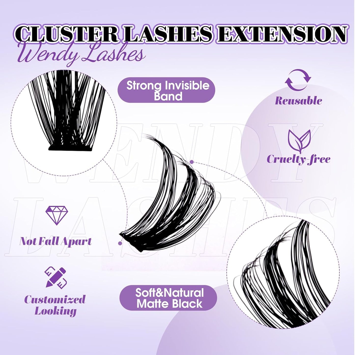 Lash Clusters With Bottom Lashes 356PCS 60D/80D Multi-types Fluffy Lash Clusters C/D Curl Wispy Individual Lashes Spike Volume Cluster Eyelash Extensions By Wendy Lashes(60/80D-0.07D)