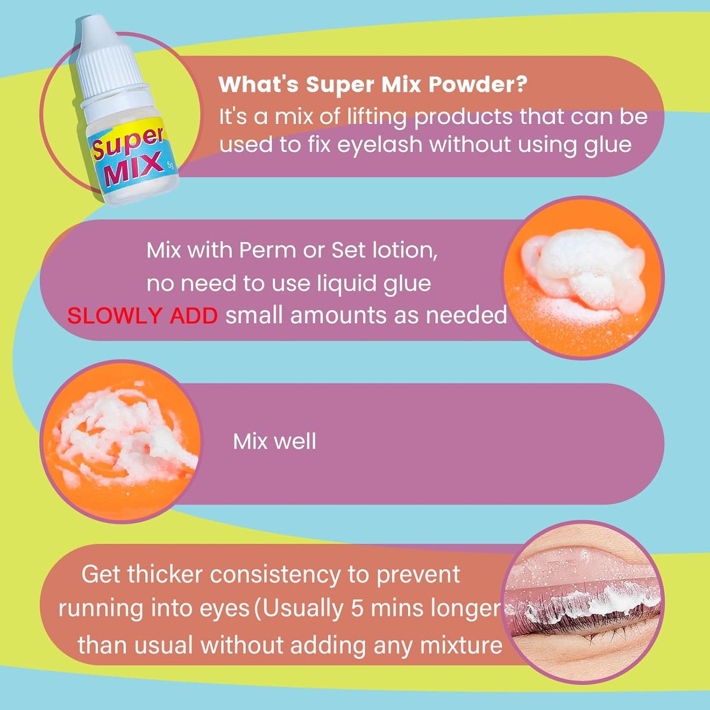 PERMANIA Lash Lift Powder, Super Mix Eyelash Perm Solution Achieve Glue-Free for Korean Lash Lift, Salon Use (Nourishing)