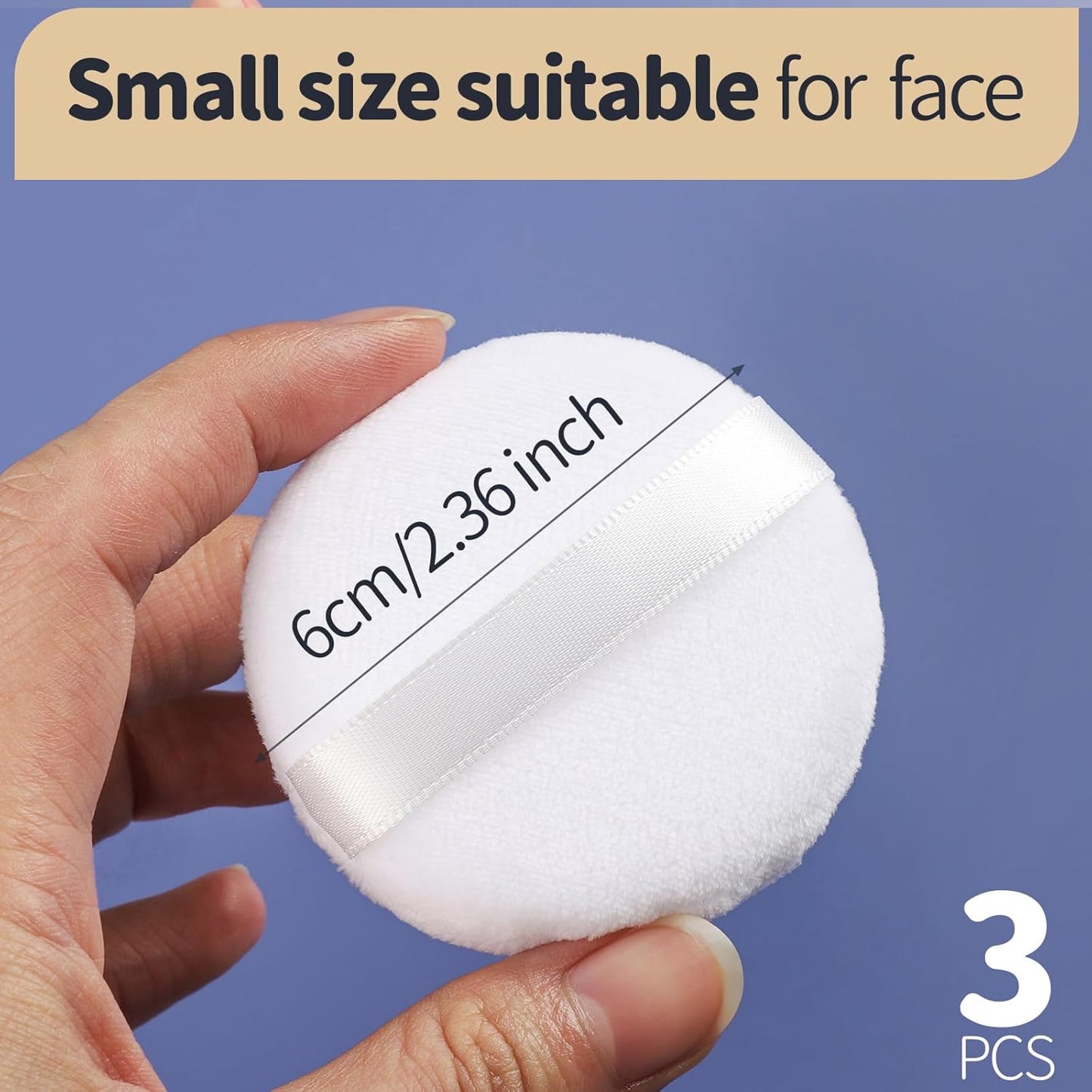 Teenitor 3pcs Setting Powder Puff 2.36 Inch, Soft Applicator for Loose and Pressed Powder, Face Makeup Puff With Cases