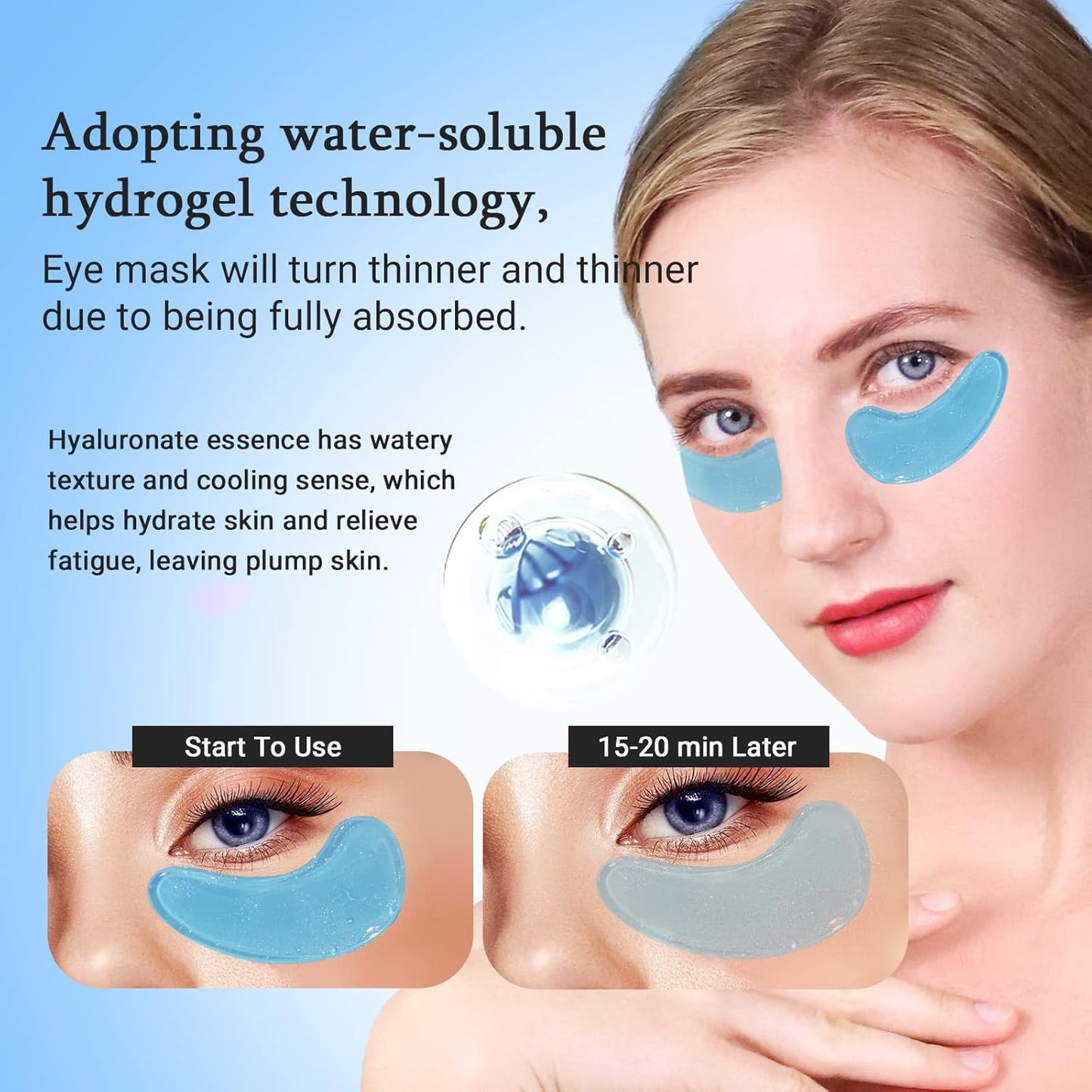 Under Eye Patchs (30 Pairs) Hyaluronic Acid Eye Mask for Dark Circles and Puffiness Wrinkle Eye Bags (Hyaluronic Acid)