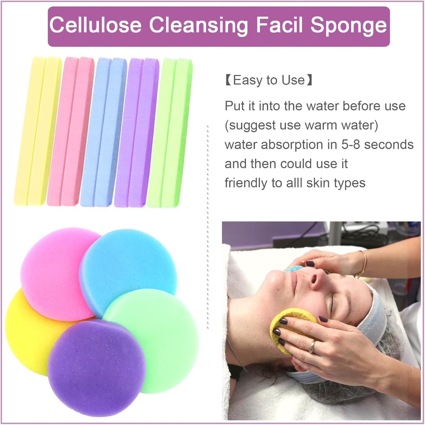 120 Count Compressed Facial Sponges, Face Cleansing Sponge for Estheticians Spa Wash Round Makeup Removal Sponge Pads for Women,Girls Compress Exfoliating Removal Sponge (Mix-Color)